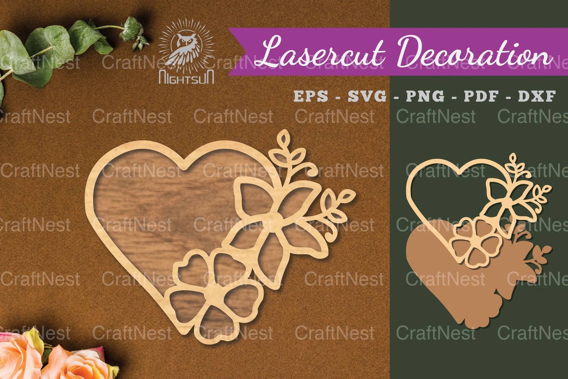 Flowers Heart Laser Cut Decoration Clipart Bundle - CraftNest - Digital Crafting and Art