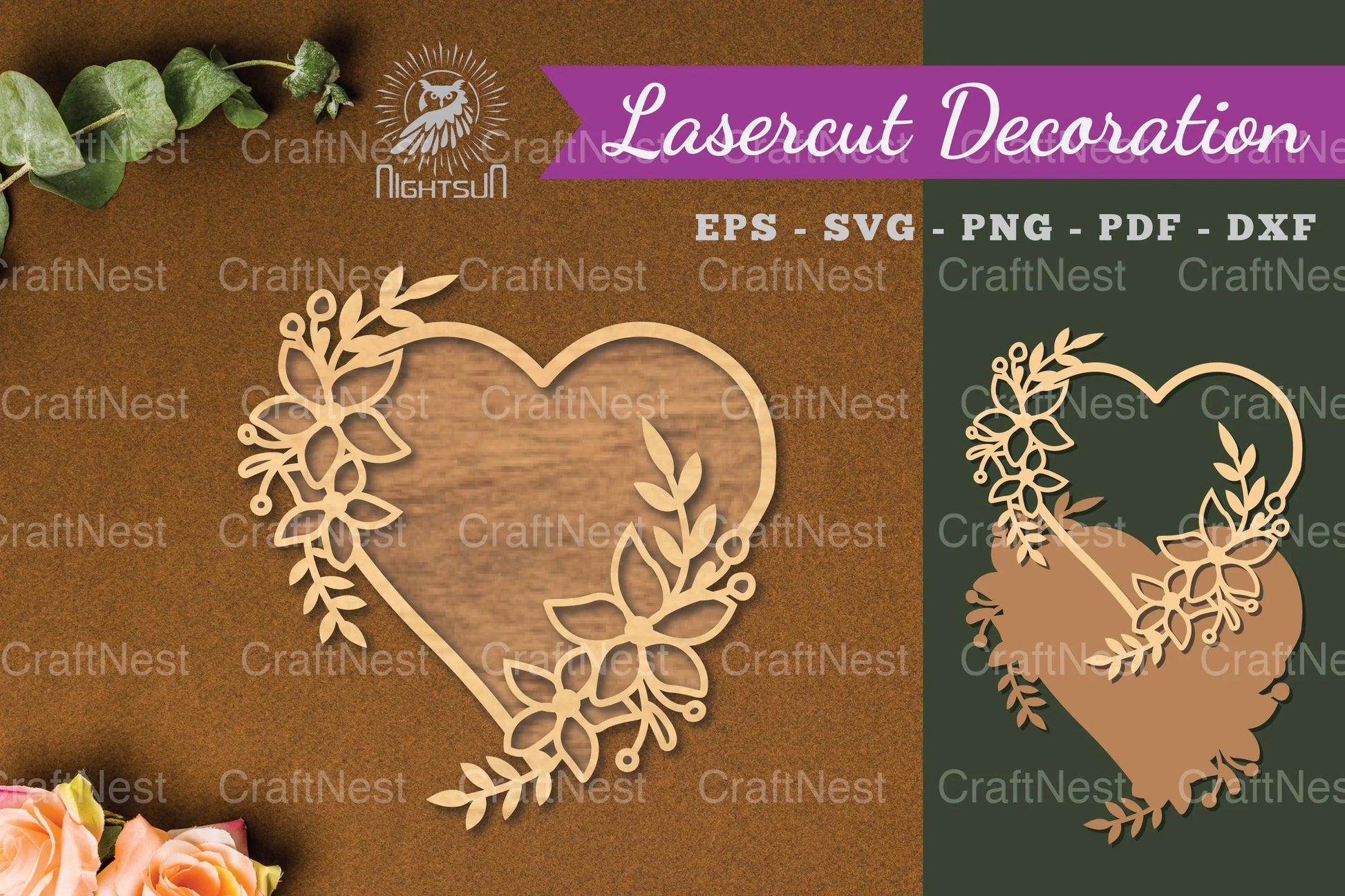 Flowers Heart Laser Cut Decoration Clipart Bundle - CraftNest - Digital Crafting and Art