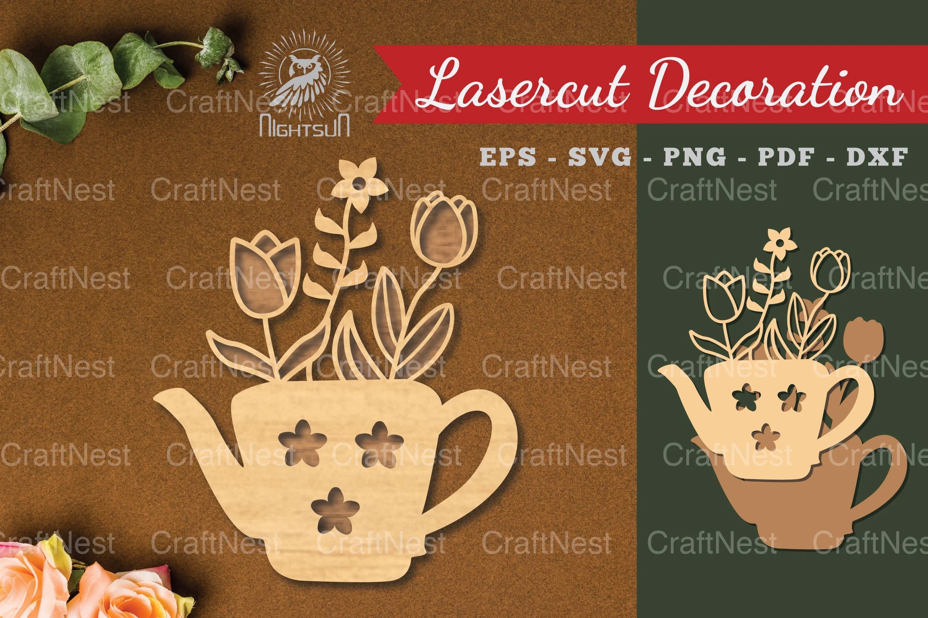 Floral Teapot Laser Cut Decoration Clipart Bundle - CraftNest - Digital Crafting and Art
