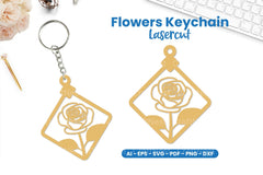 Flowers Keychain Lasercut SVG Bundle - CraftNest - Digital Crafting and Art