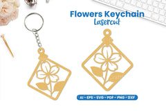 Flowers Keychain Lasercut SVG Bundle - CraftNest - Digital Crafting and Art