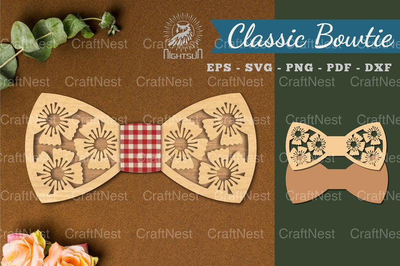 Flowers Laser Cut Bowtie SVG Bundle - CraftNest - Digital Crafting and Art