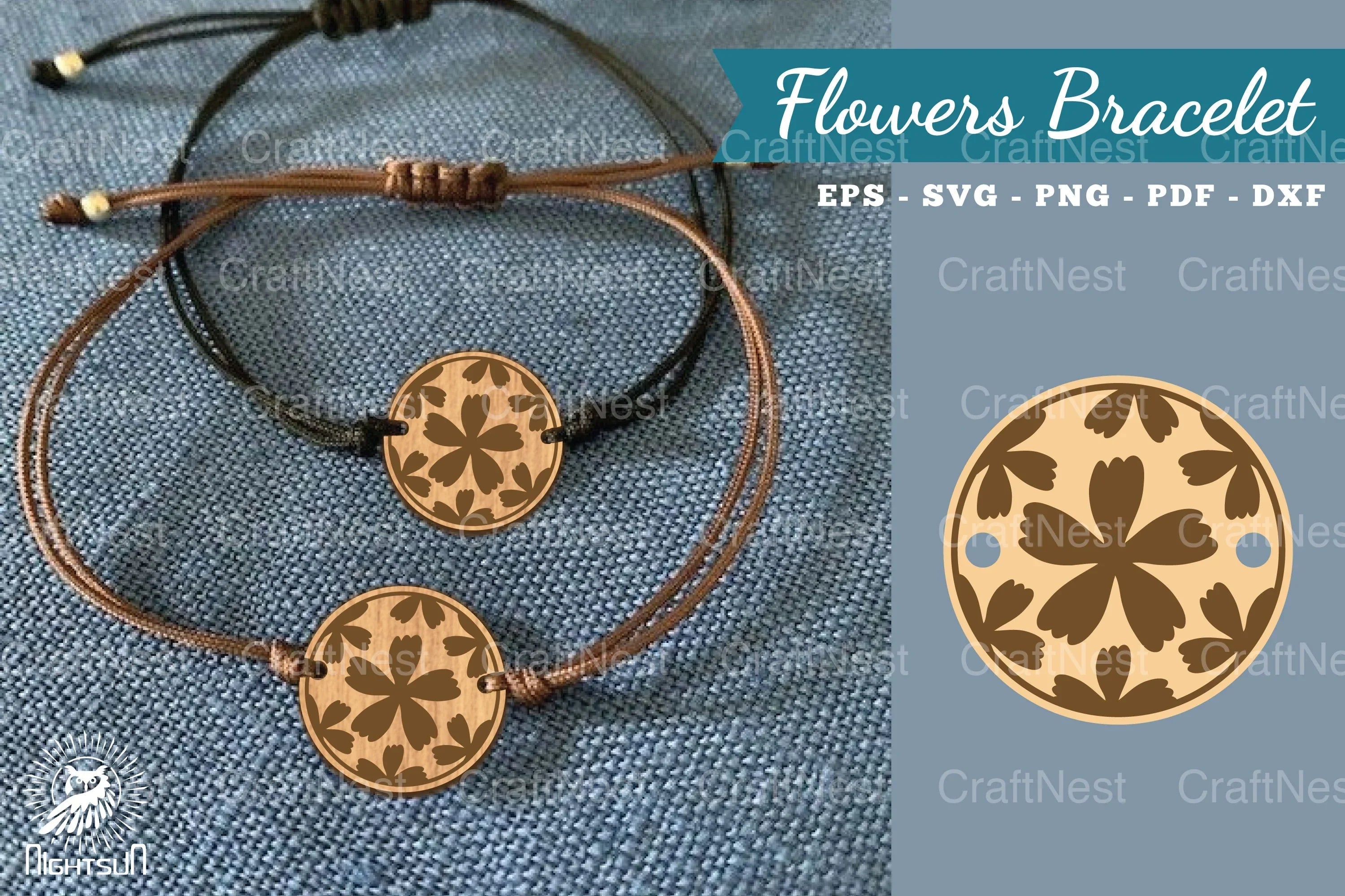 Flowers Laser Cut Bracelet SVG Design Bundle - CraftNest - Digital Crafting and Art
