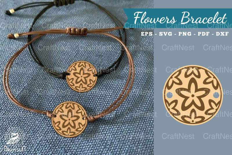 Flowers Laser Cut Bracelet SVG Design Bundle - CraftNest - Digital Crafting and Art