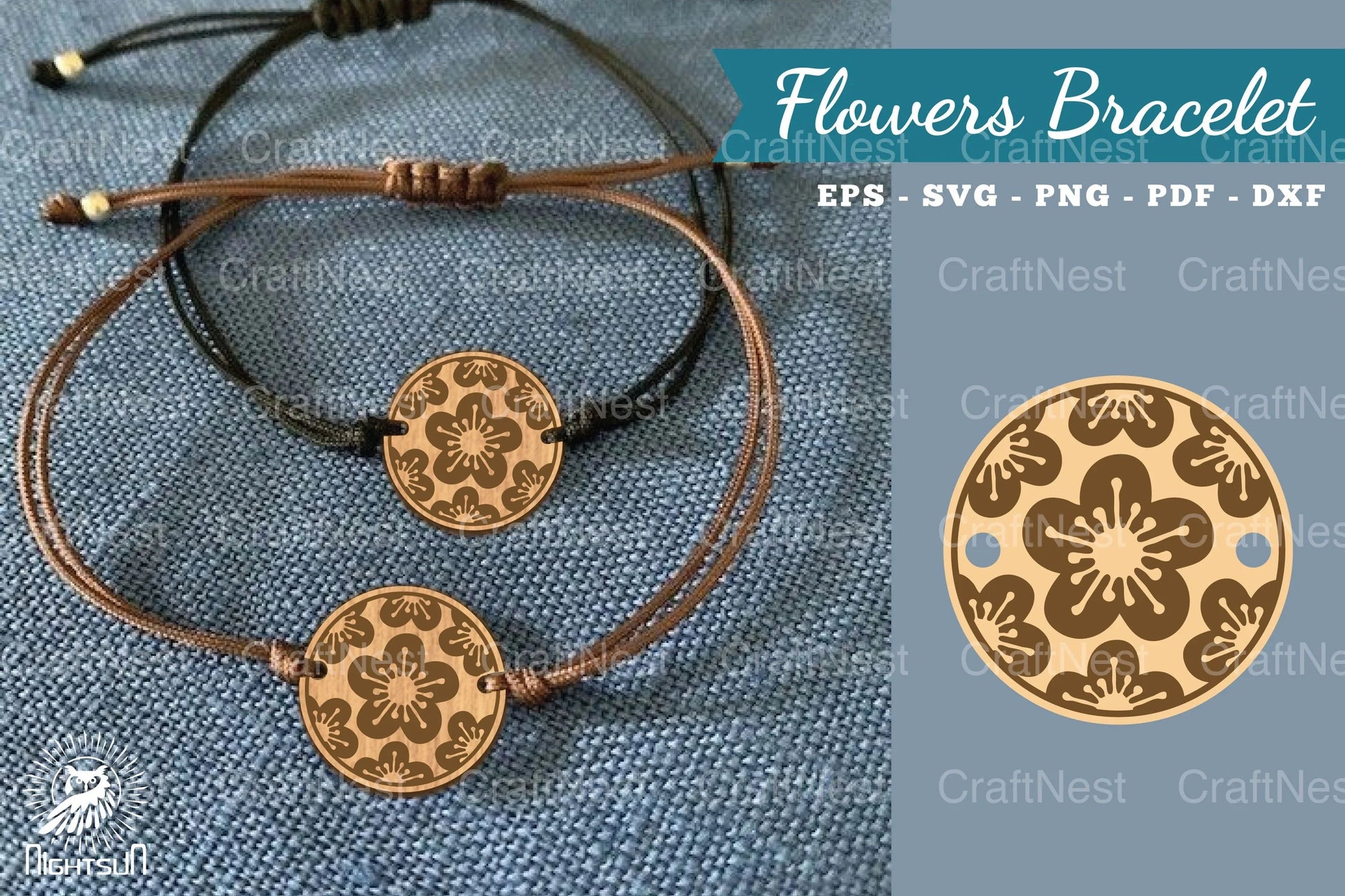Flowers Laser Cut Bracelet SVG Design Bundle - CraftNest - Digital Crafting and Art