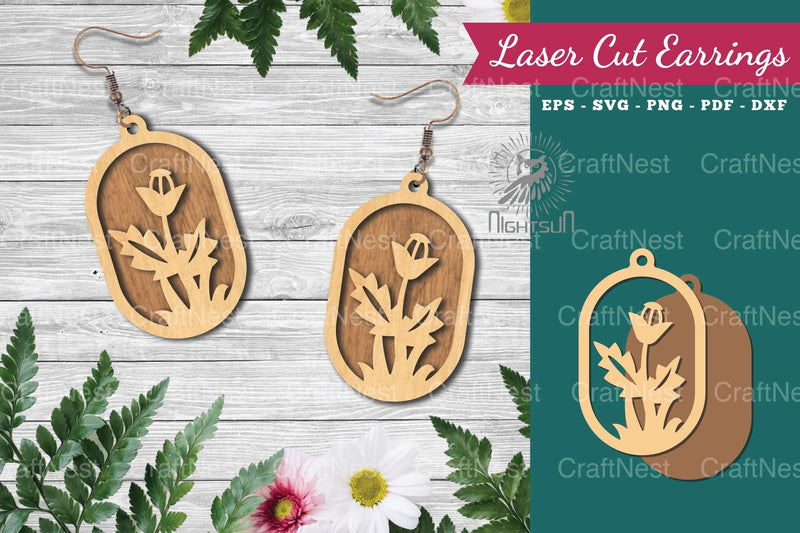 Floral Laser Cut Earrings Design Bundle - CraftNest - Digital Crafting and Art