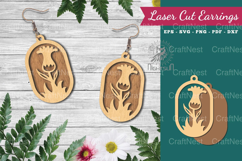 Laser Cut Flower Earrings Design Bundle - CraftNest - Digital Crafting and Art
