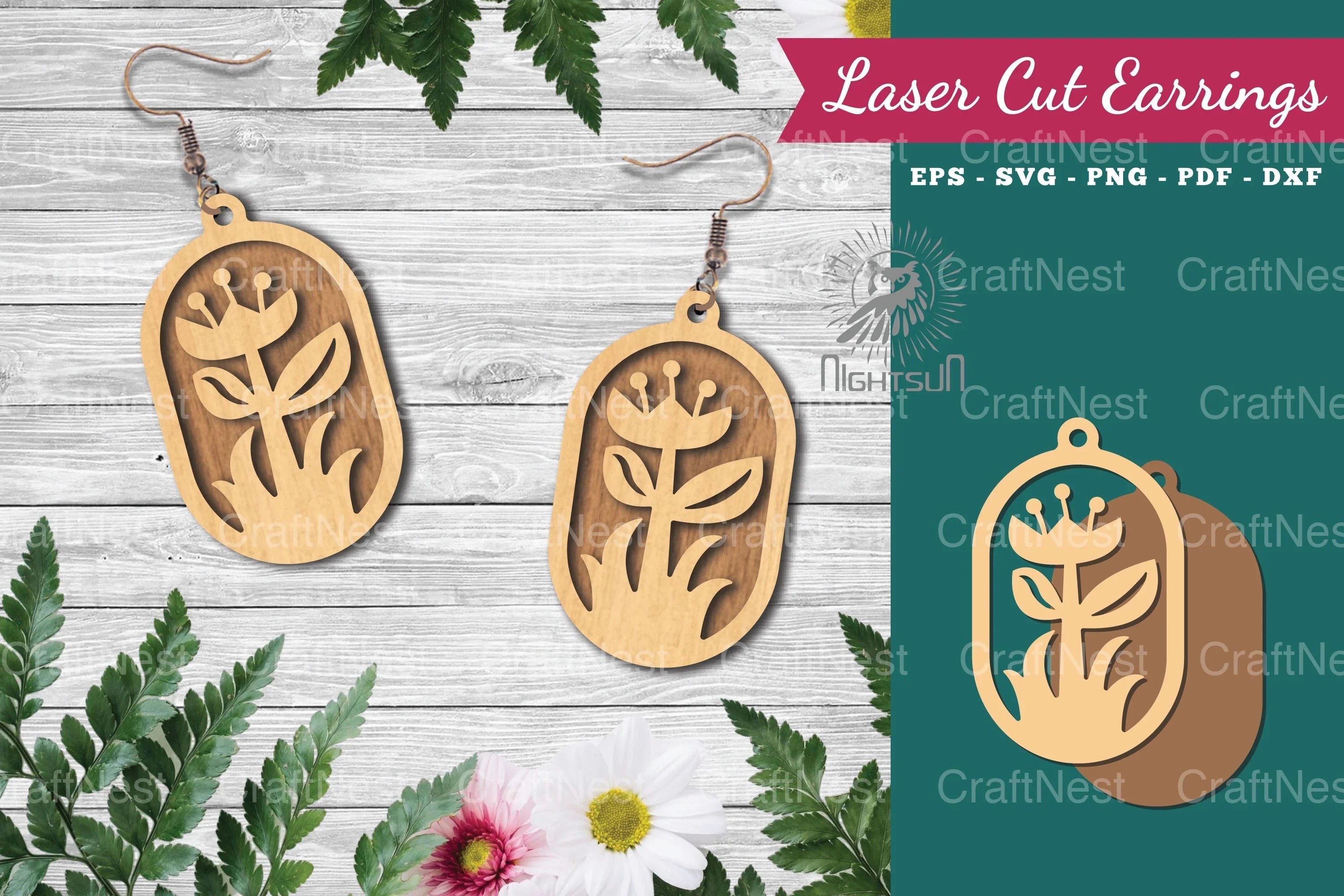 Laser Cut Flower Earrings Design Bundle - CraftNest - Digital Crafting and Art