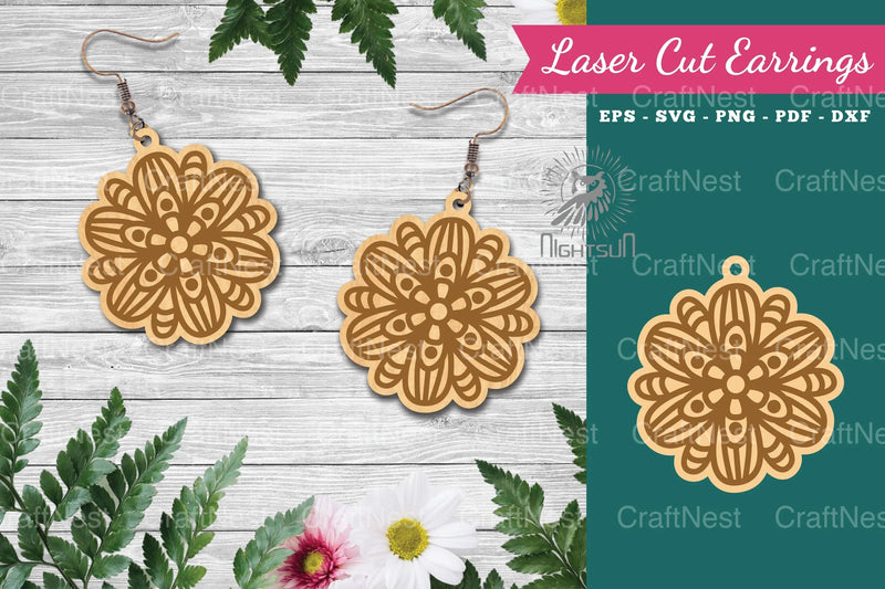 Flowers Laser Cut Earrings SVG Bundle - CraftNest - Digital Crafting and Art