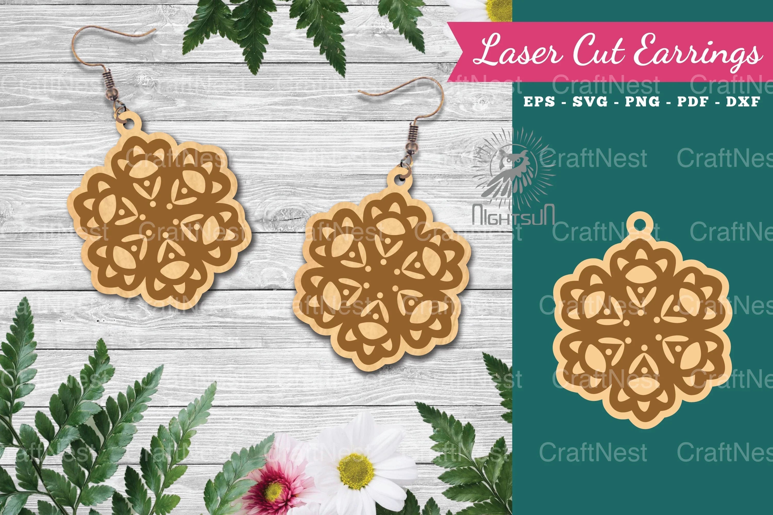 Floral Laser Cut Earrings SVG Bundle - CraftNest - Digital Crafting and Art