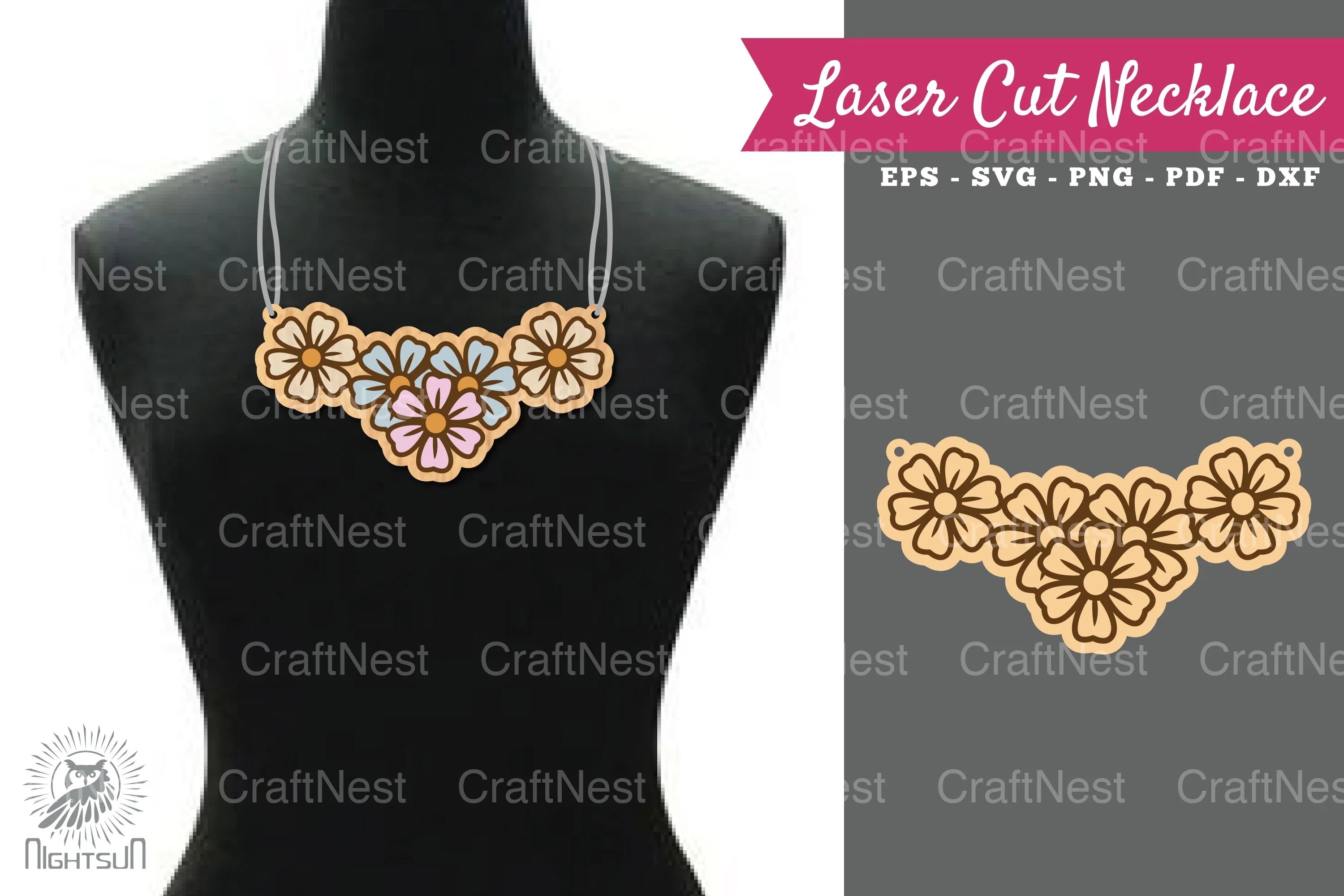 Floral Laser Cut Necklace Design SVG Bundle - CraftNest - Digital Crafting and Art