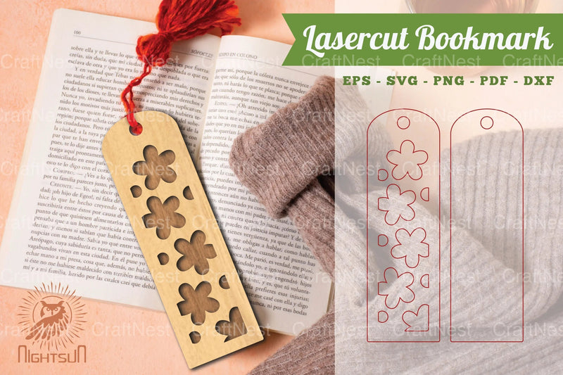 Laser Cut Flower Bookmark Design Bundle - CraftNest - Digital Crafting and Art