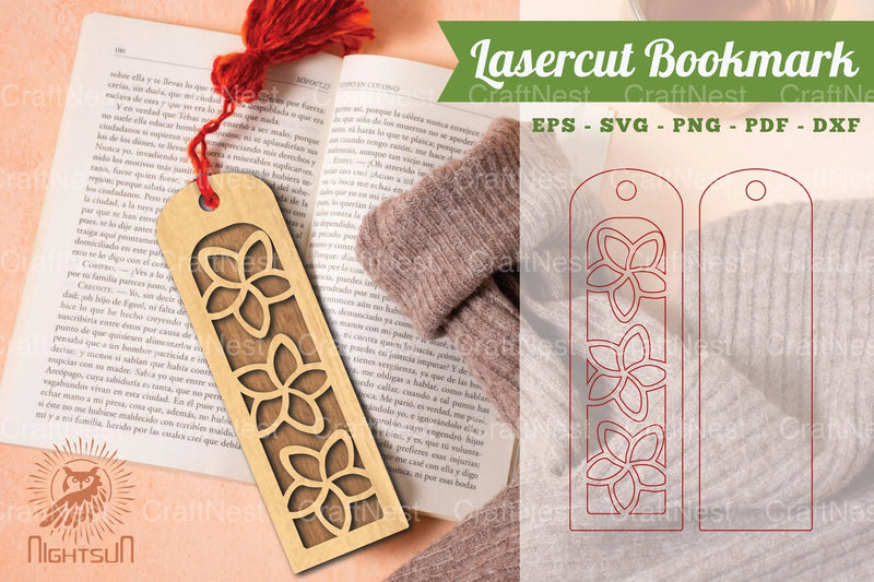 Laser Cut Flower Bookmark Design Bundle - CraftNest - Digital Crafting and Art