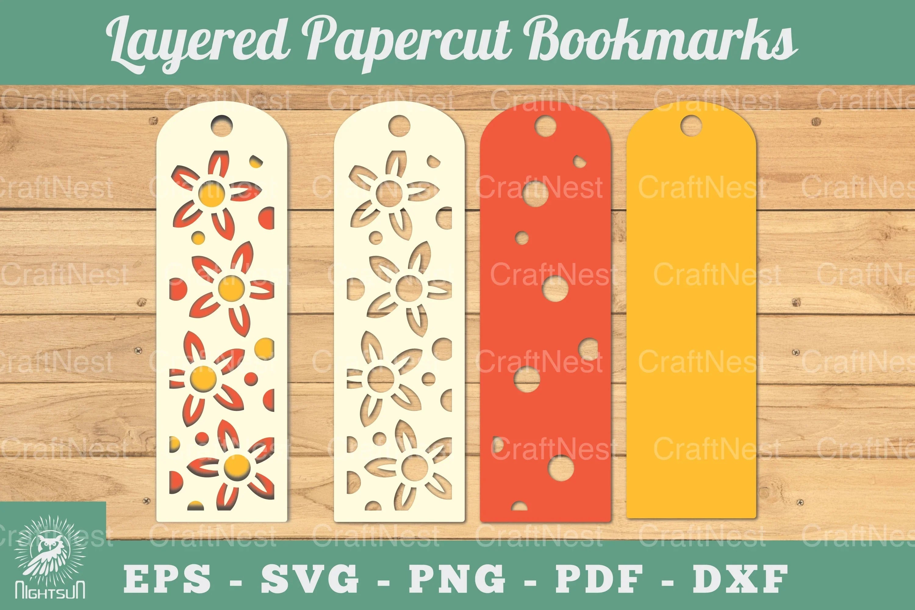 Layered Papercut Flower Bookmark Clipart Bundle - CraftNest - Digital Crafting and Art