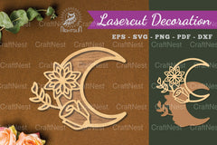 Flowers Moon Laser Cut Decoration Clipart Bundle - CraftNest - Digital Crafting and Art