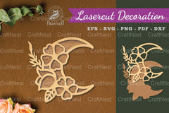 Flowers Moon Laser Cut Decoration Clipart Bundle - CraftNest - Digital Crafting and Art