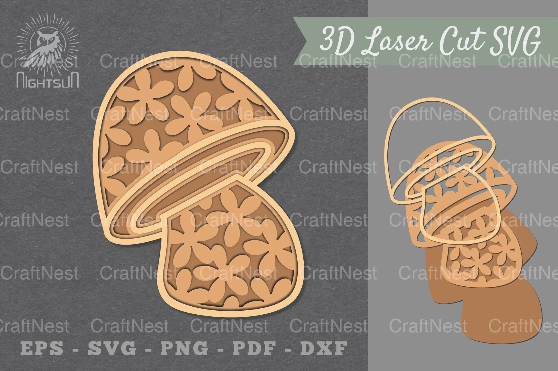Flowers Mushroom Lasercut Decoration Clipart Bundle - CraftNest - Digital Crafting and Art