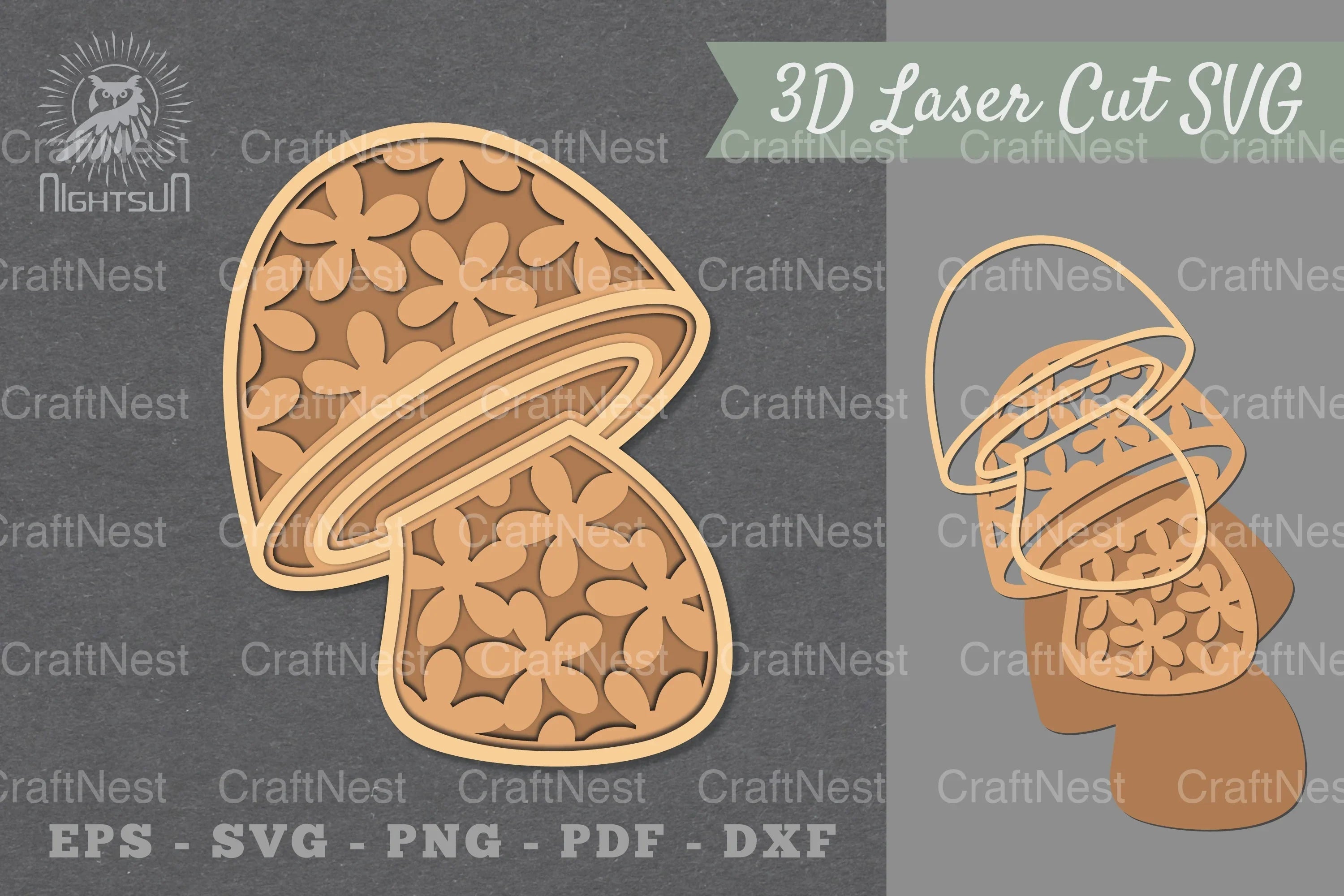 Flowers Mushroom Lasercut Decoration Clipart Bundle - CraftNest - Digital Crafting and Art