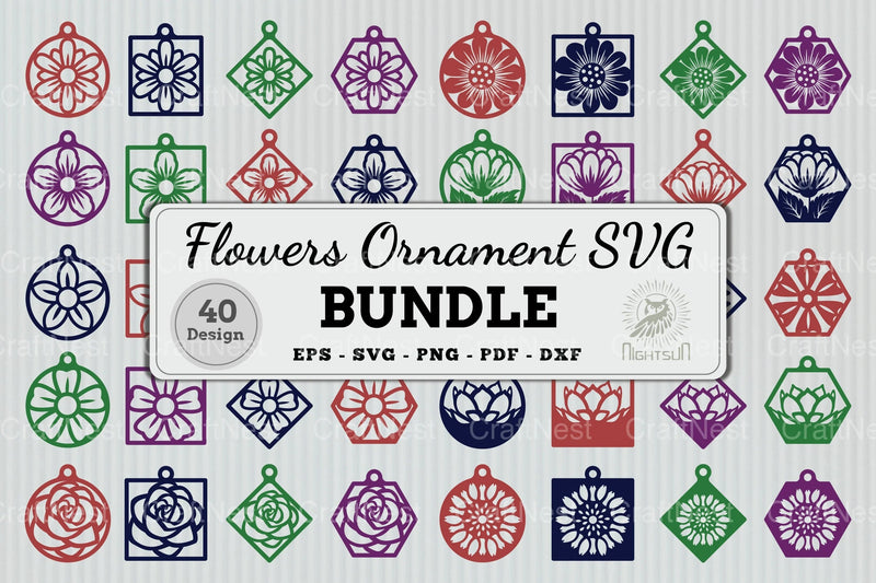 Flowers Ornament Earring SVG Bundle - CraftNest - Digital Crafting and Art