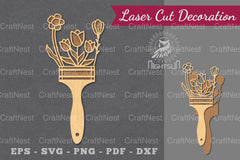 Flowers Paintbrush Laser Cut Decoration Clipart Bundle - CraftNest - Digital Crafting and Art