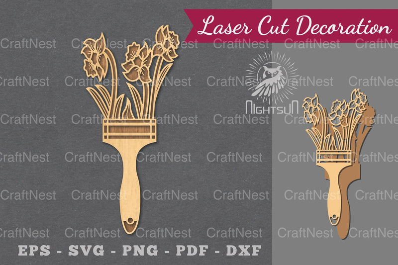 Flowers Paintbrush Laser Cut Decoration Clipart Bundle - CraftNest - Digital Crafting and Art