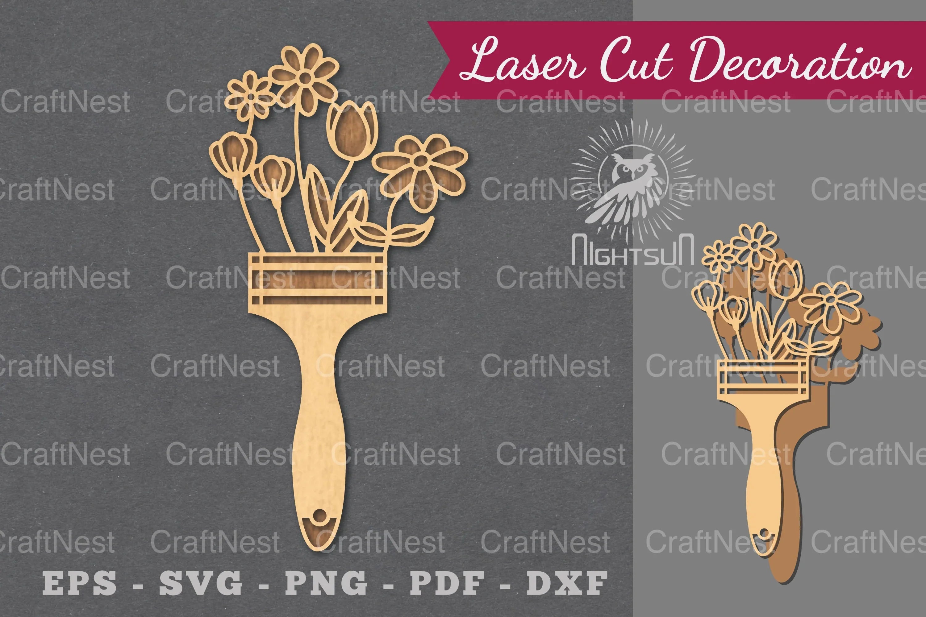 Flowers Paintbrush Laser Cut Decoration Clipart Bundle - CraftNest - Digital Crafting and Art