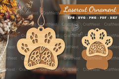 Flowers Paw Laser Cut Ornament Clipart Bundle - CraftNest - Digital Crafting and Art