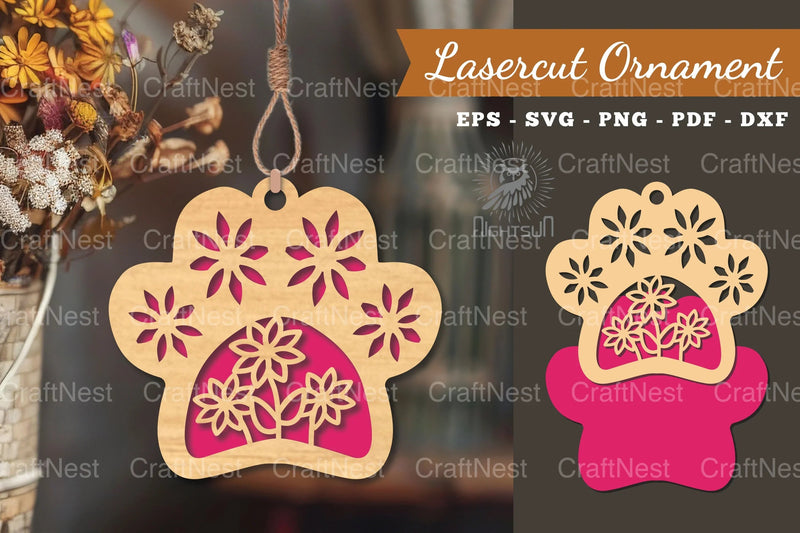 Flowers Paw Laser Cut Ornament Clipart Bundle - CraftNest - Digital Crafting and Art