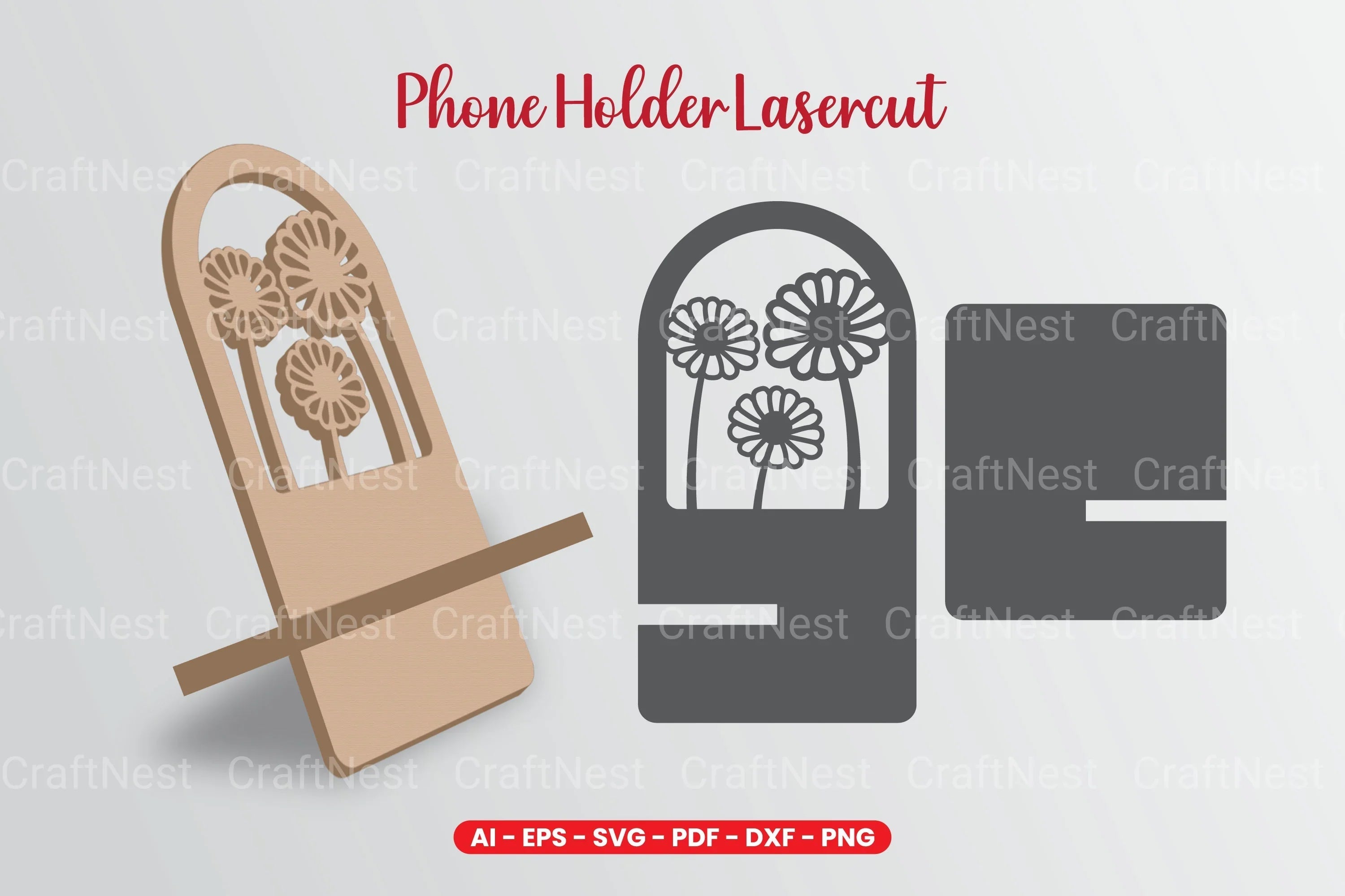 Flowers Phone Holder Laser Cut SVG Bundle - CraftNest - Digital Crafting and Art