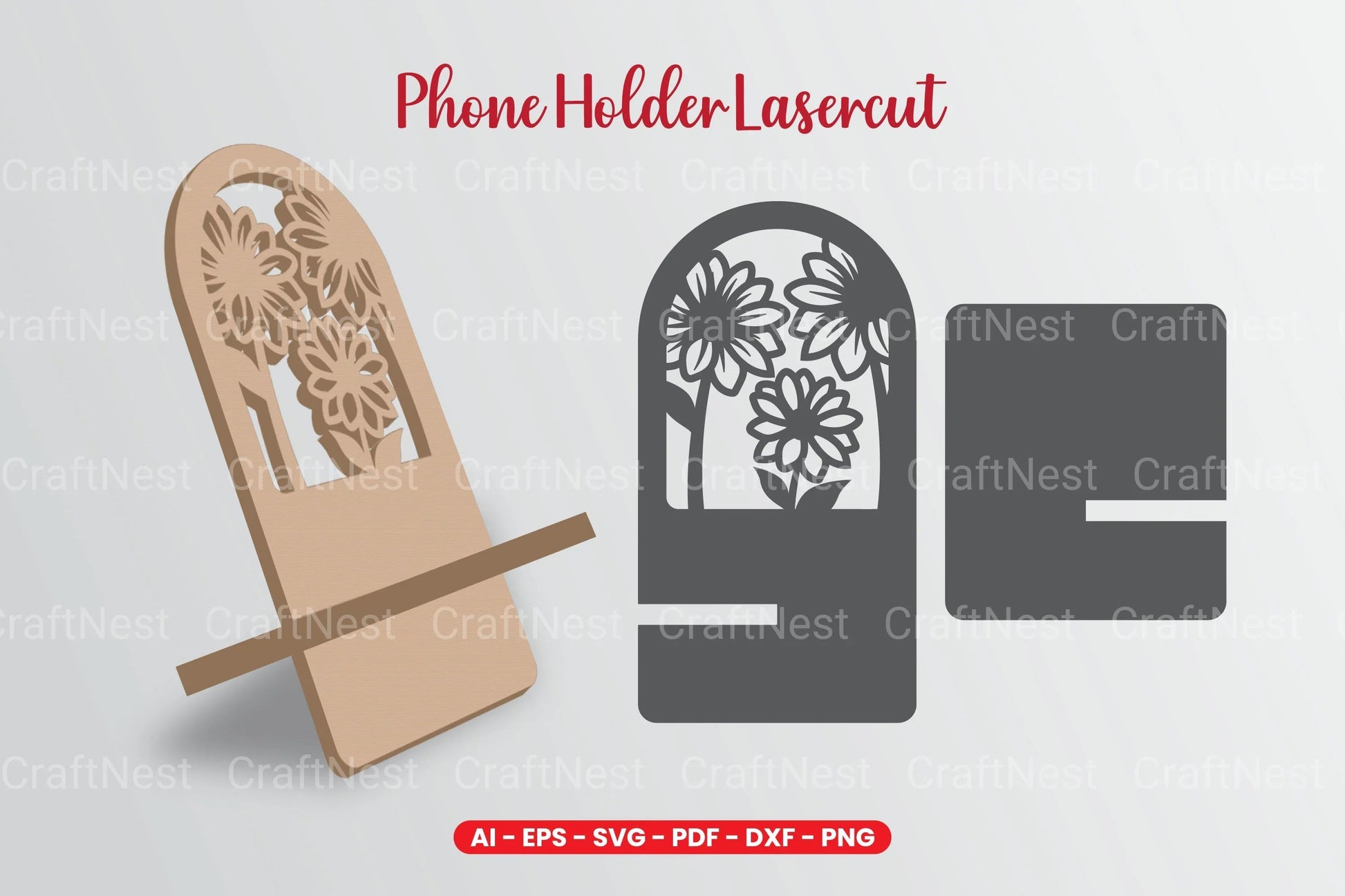Flowers Phone Holder Laser Cut SVG Bundle - CraftNest - Digital Crafting and Art