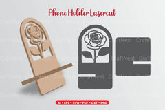 Flowers Phone Holder Laser Cut SVG Bundle - CraftNest - Digital Crafting and Art