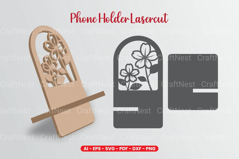 Flowers Phone Holder Laser Cut SVG Bundle - CraftNest - Digital Crafting and Art