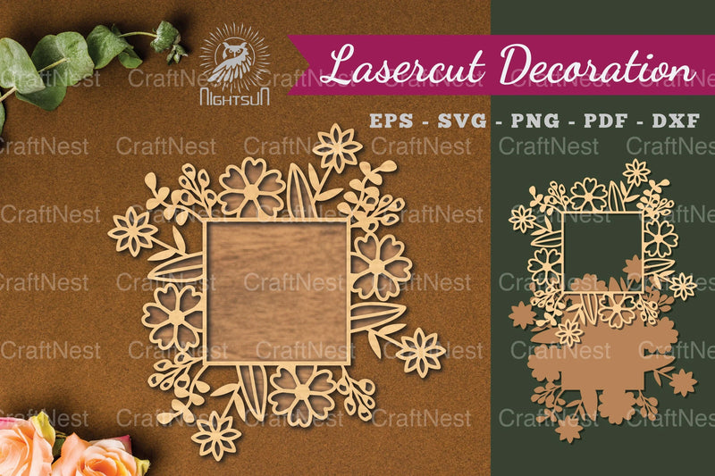Flowers Rectangular Laser Cut Decoration Clipart Bundle - CraftNest - Digital Crafting and Art