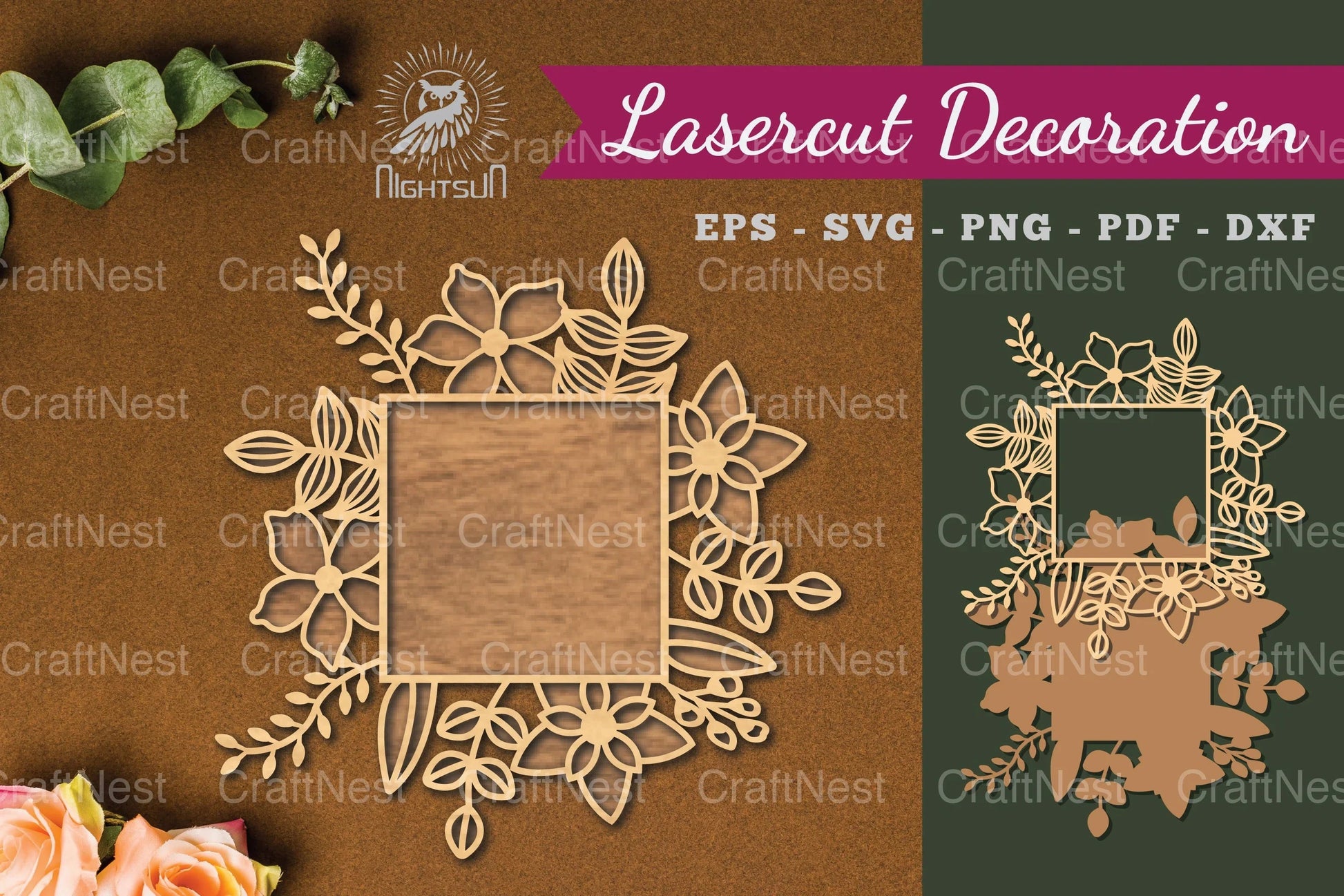 Flowers Rectangular Laser Cut Decoration Clipart Bundle - CraftNest - Digital Crafting and Art