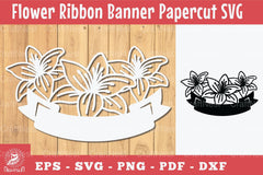 Flowers Ribbon Banner Papercut Clipart Bundle - CraftNest - Digital Crafting and Art