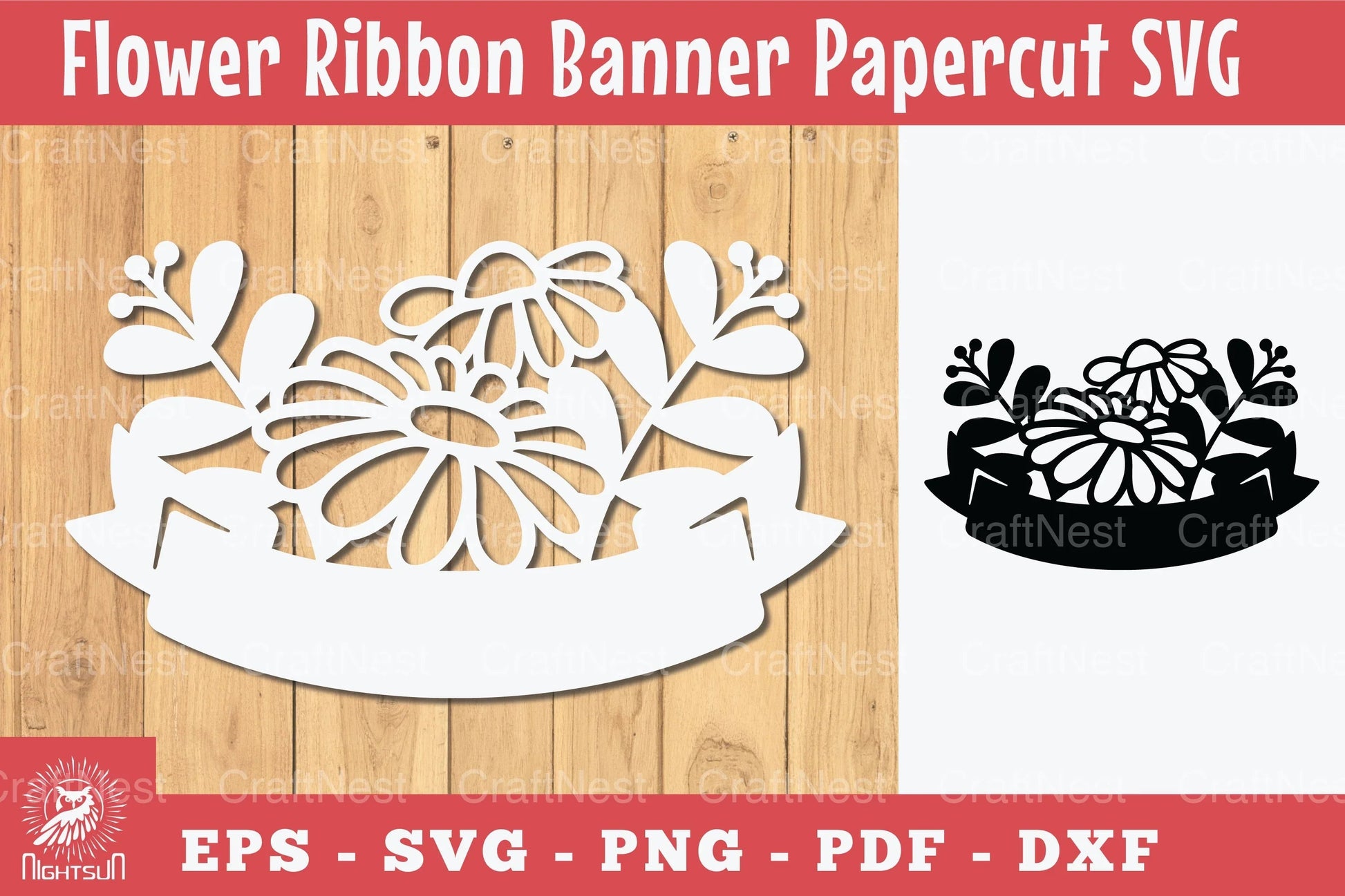 Flowers Ribbon Banner Papercut Clipart Bundle - CraftNest - Digital Crafting and Art