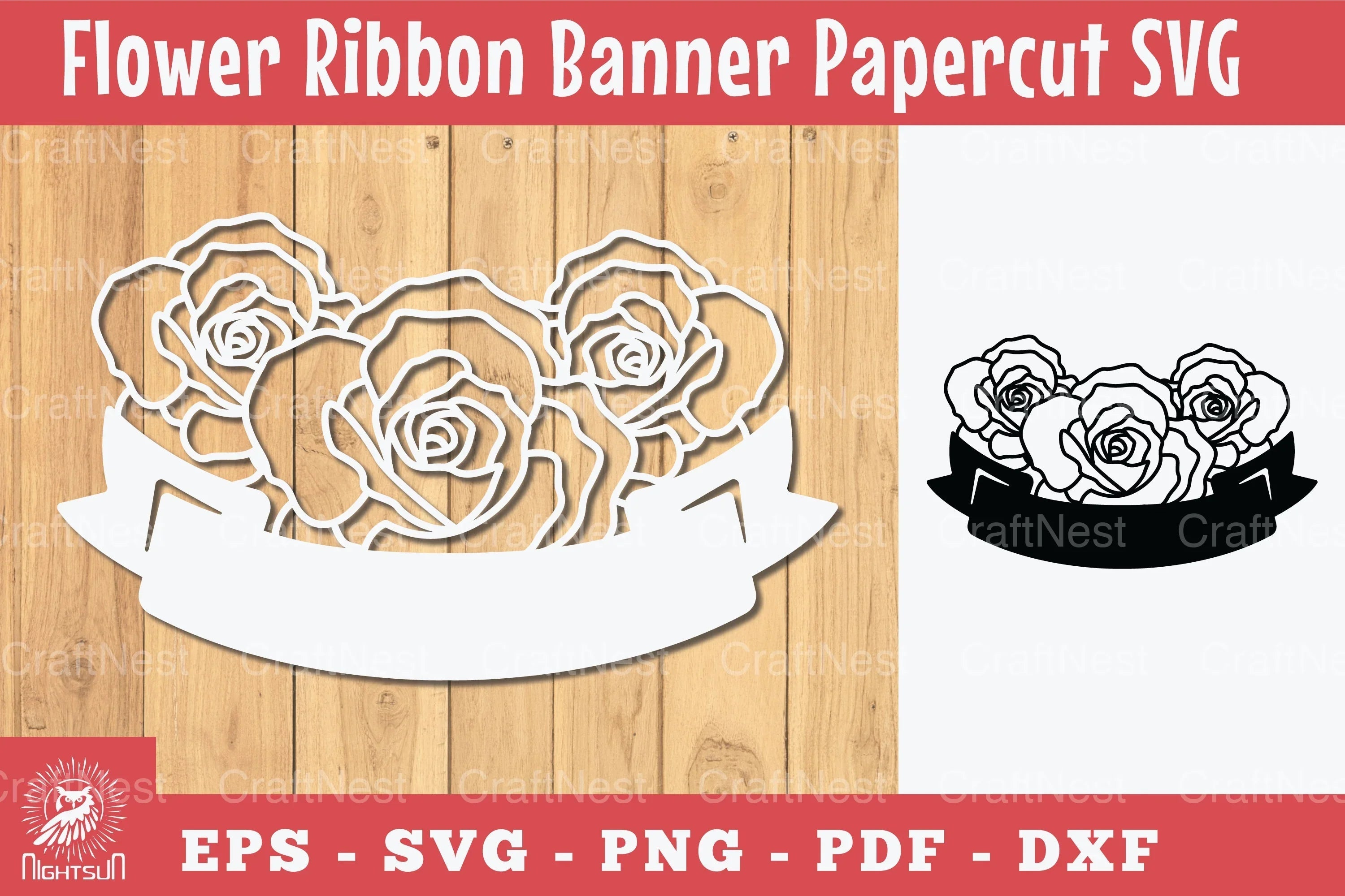 Flowers Ribbon Banner Papercut Clipart Bundle - CraftNest - Digital Crafting and Art