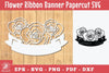 Flowers Ribbon Banner Papercut Clipart Bundle