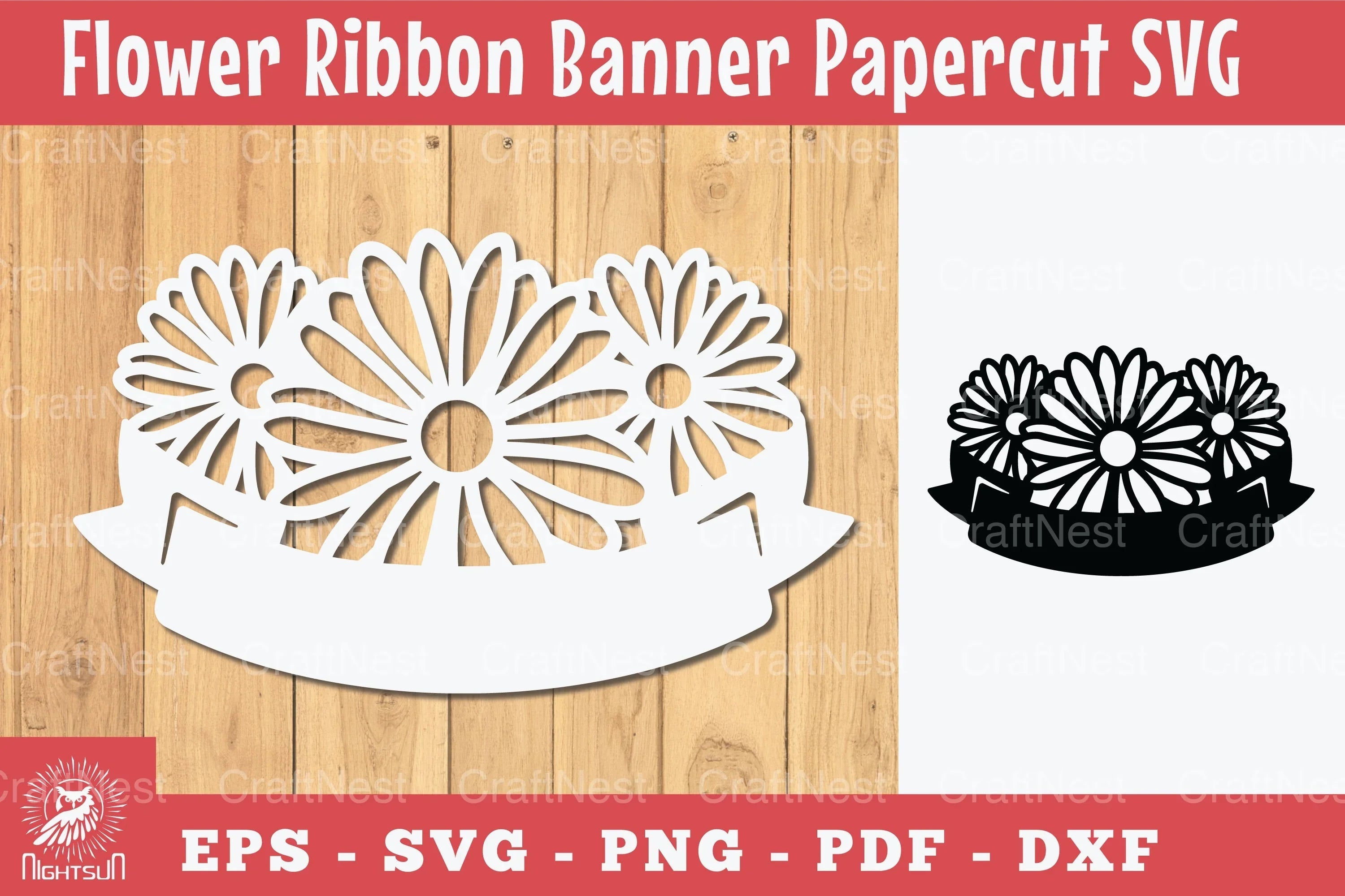 Papercut Flowers Ribbon Banner Clipart Bundle - CraftNest - Digital Crafting and Art