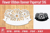 Papercut Flowers Ribbon Banner Clipart Bundle
