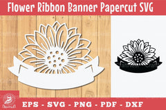 Flowers Ribbon Banner Papercut Clipart Bundle - CraftNest - Digital Crafting and Art