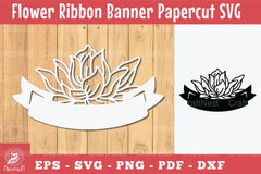 Flowers Ribbon Banner Papercut Clipart Bundle - CraftNest - Digital Crafting and Art