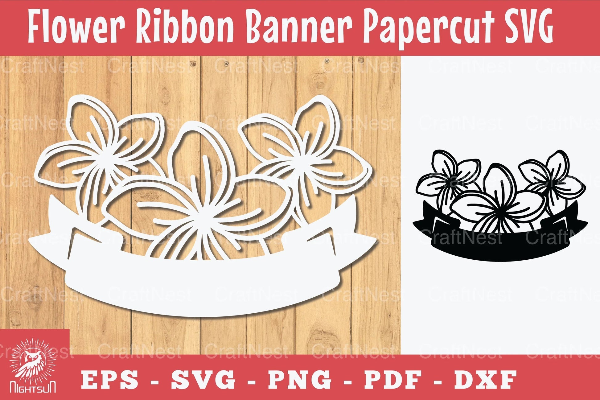 Flowers Ribbon Banner Papercut Clipart Bundle - CraftNest - Digital Crafting and Art