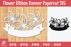Flowers Ribbon Banner Papercut Clipart Bundle - CraftNest - Digital Crafting and Art