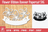 Flowers Ribbon Banner Papercut Clipart Bundle