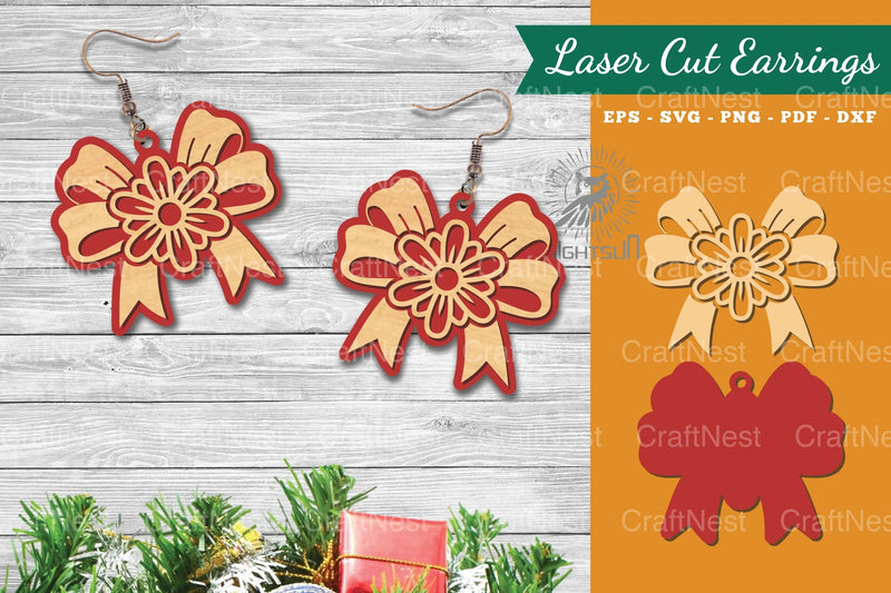 Floral Ribbon Laser Cut Earrings Clipart Bundle - CraftNest - Digital Crafting and Art