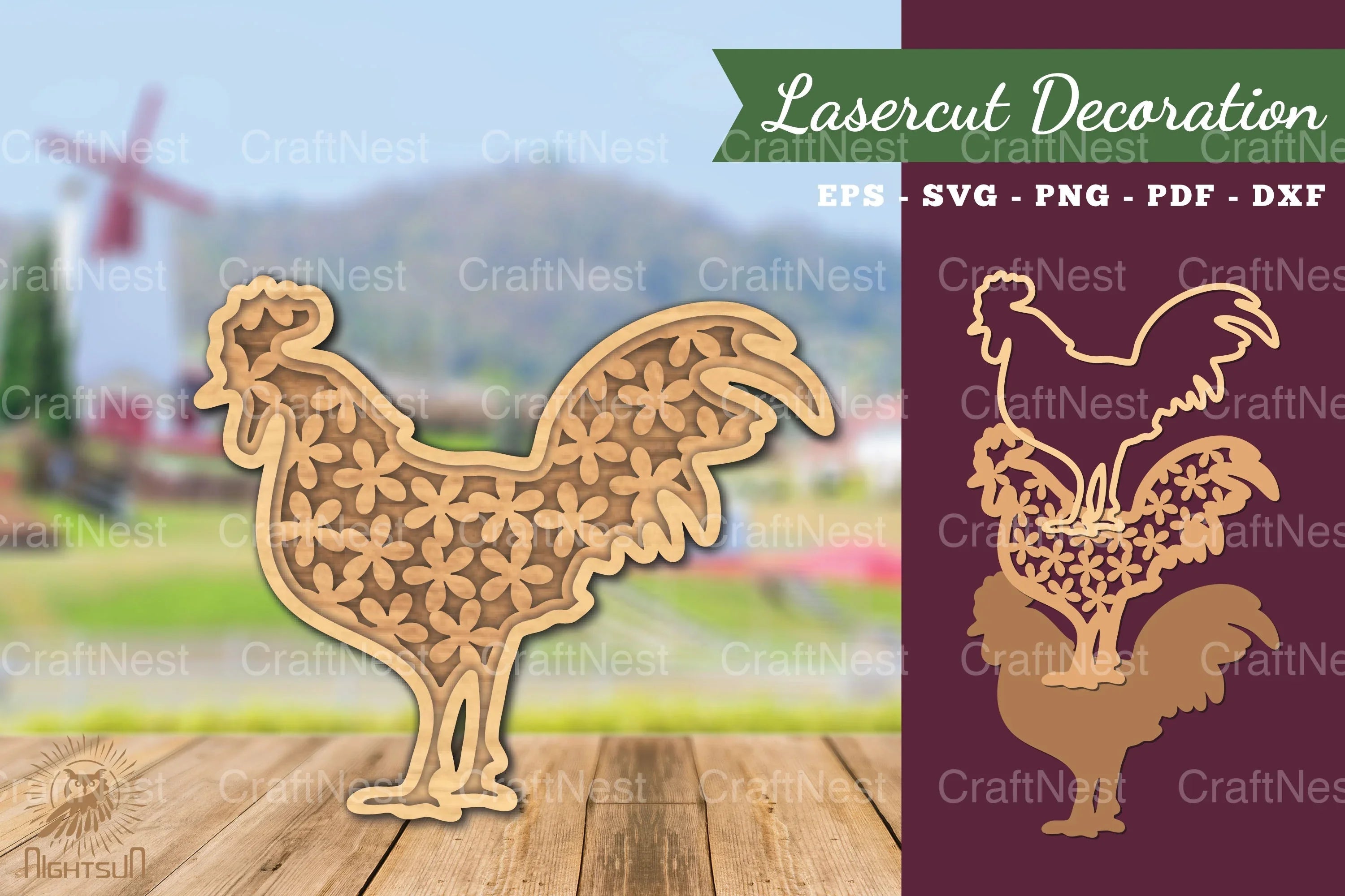 Rooster Flowers Laser Cut Decoration Clipart Bundle - CraftNest - Digital Crafting and Art