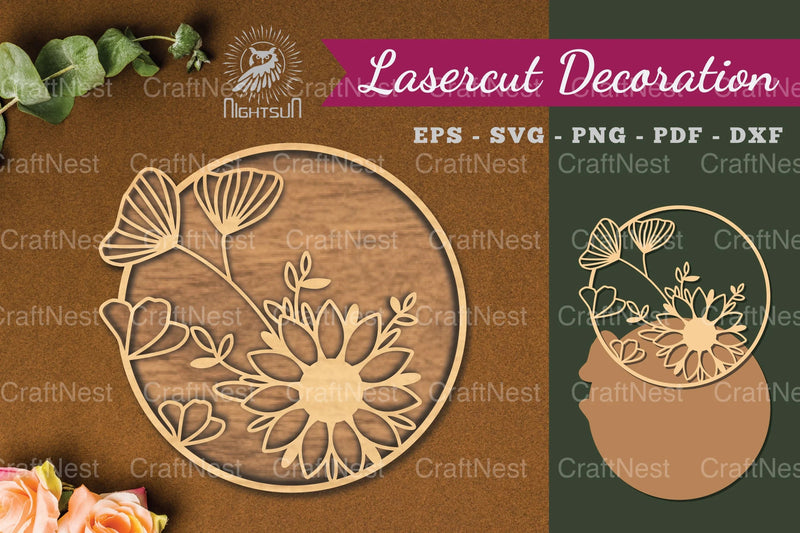 Flowers Round Laser Cut Decoration Clipart Bundle - CraftNest - Digital Crafting and Art