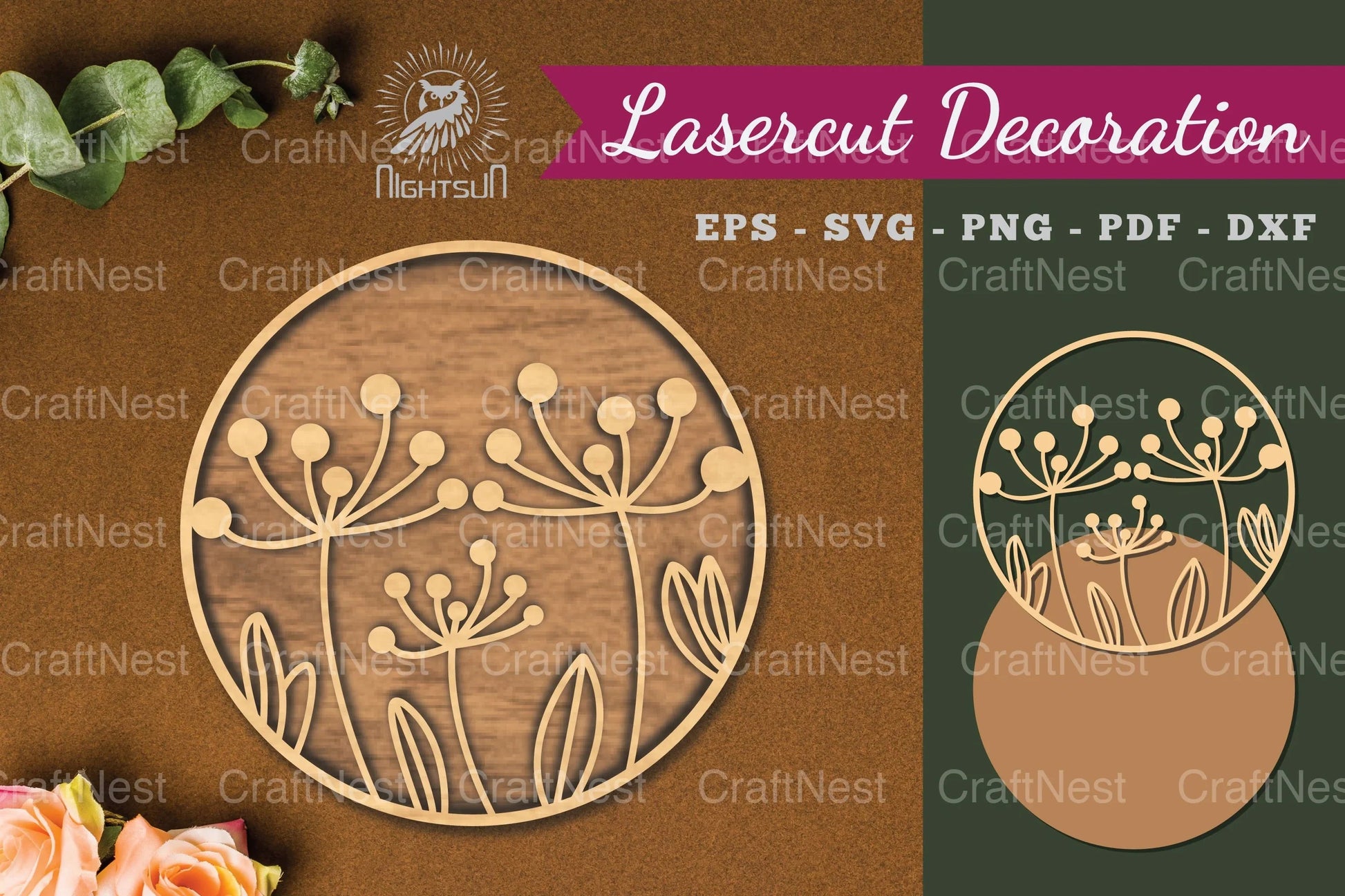 Flowers Round Laser Cut Decoration Clipart Bundle - CraftNest - Digital Crafting and Art