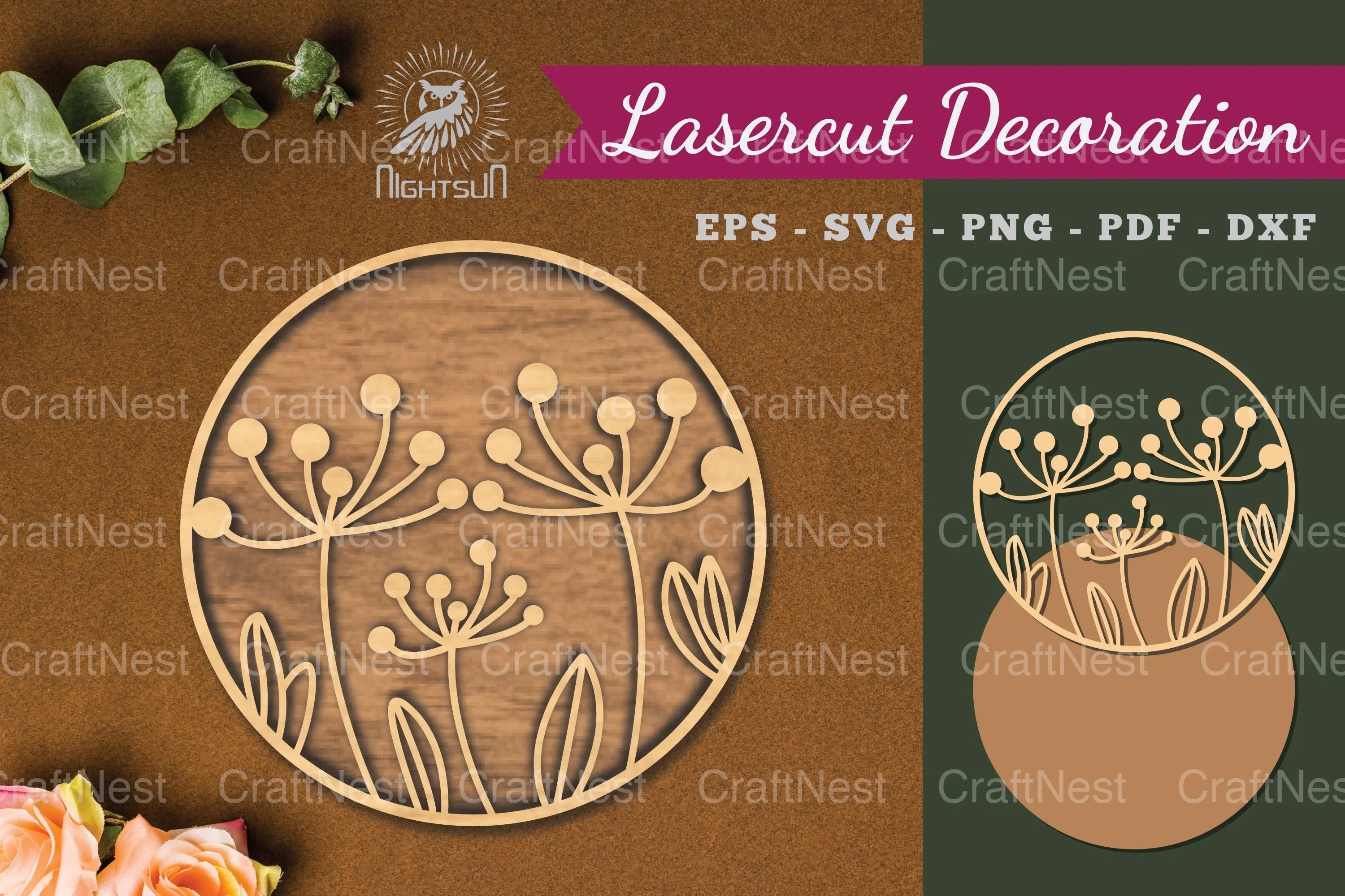 Flowers Round Laser Cut Decoration Clipart Bundle - CraftNest - Digital Crafting and Art